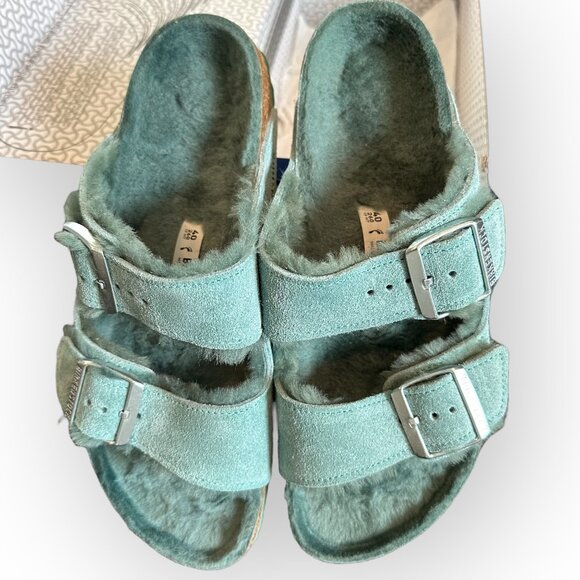 Birkenstock Women's Arizona Shearling Sandal Beryl (GREEN) 40/9 Narrow - Picture 5 of 7